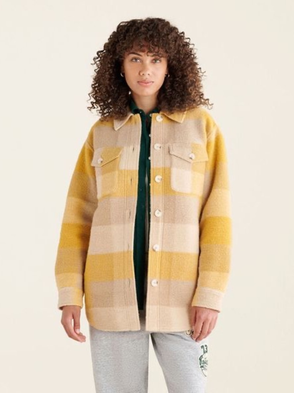 Roots Seymour Yellow and Beige Plaid  Wool Shacket